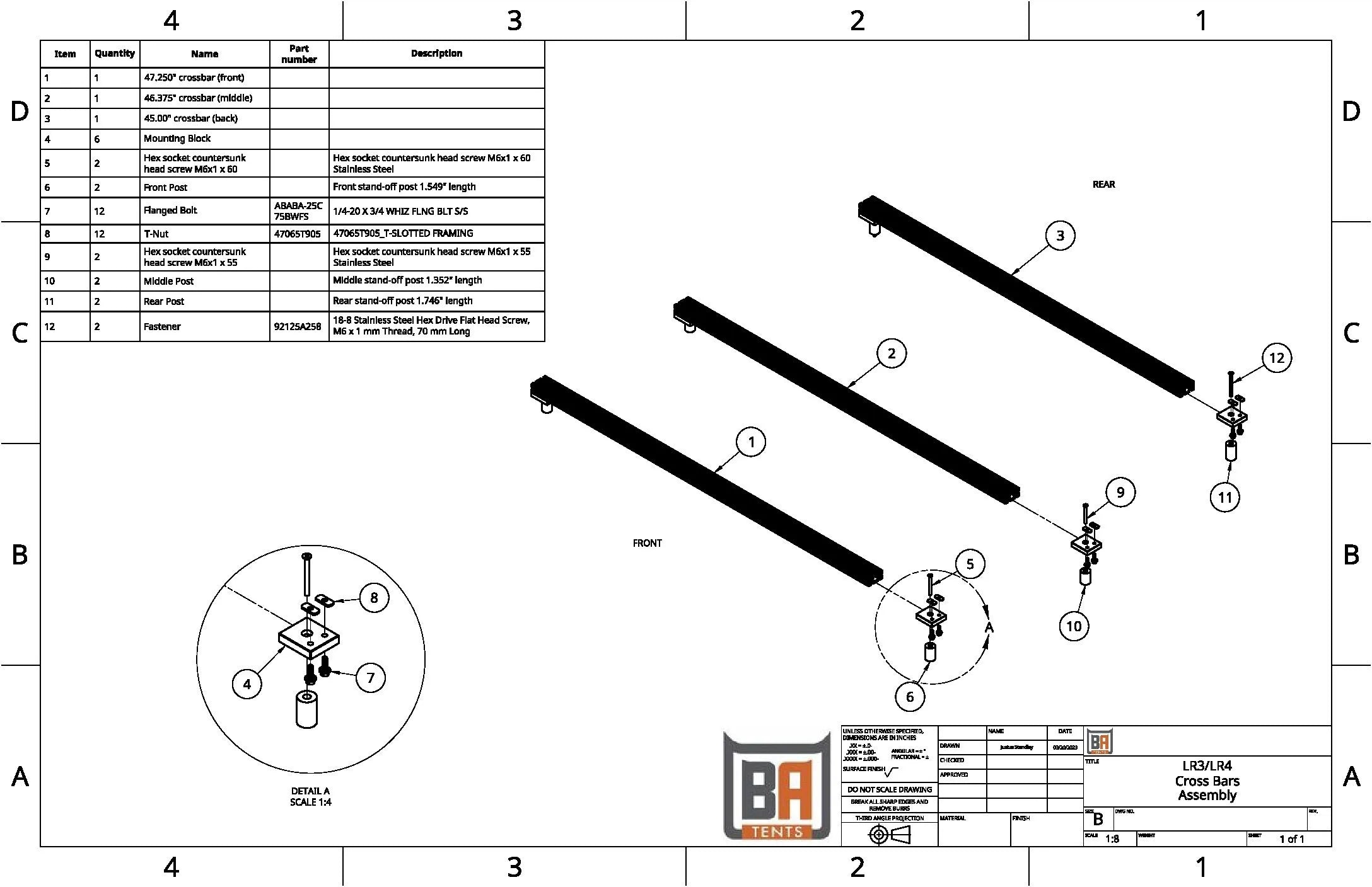 Badass Tents Low Profile Cross Bar System for Land Rover LR3/LR4 (2005-16)