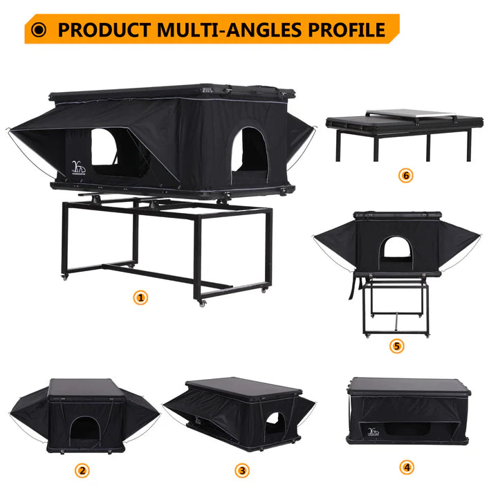 YOUNGHUNTER Rectangle Hard Shell Rooftop Tent with Aluminum Ladder (2-3 Person)