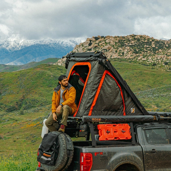 BADASS TENTS PACKOUT™ Soft top Rooftop Tent (45x78") - Black/Rhinotec Cover + Grey/Org Tent - 45x78"