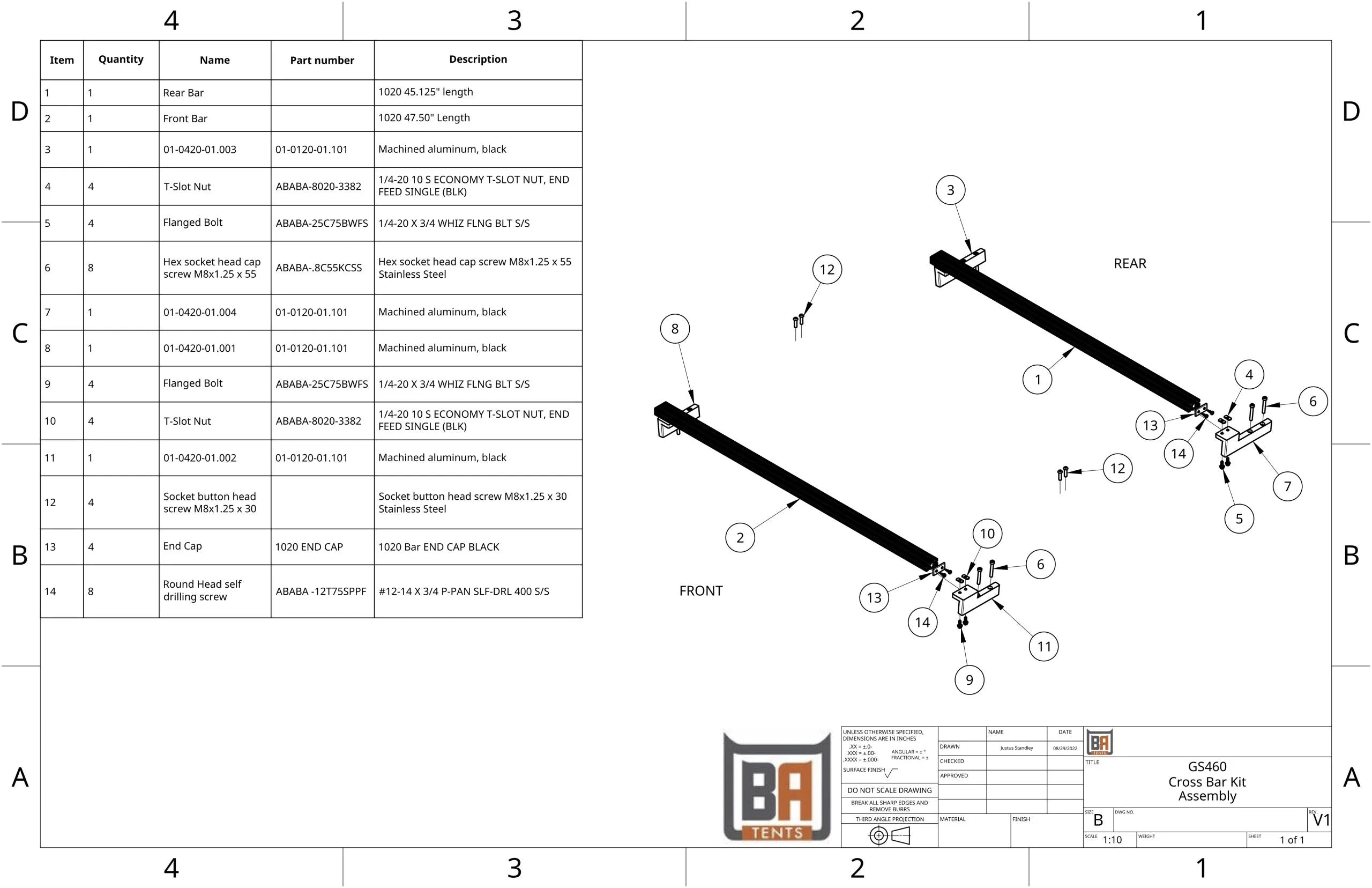 BADASS TENTS Low Mount Cross Bar Kit for Toyota Tundra CrewMax (2007-24)