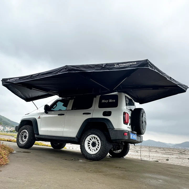 YOUNGHUNTER Glamping 360 Degree Free Standing Car Side Awning with LED Light