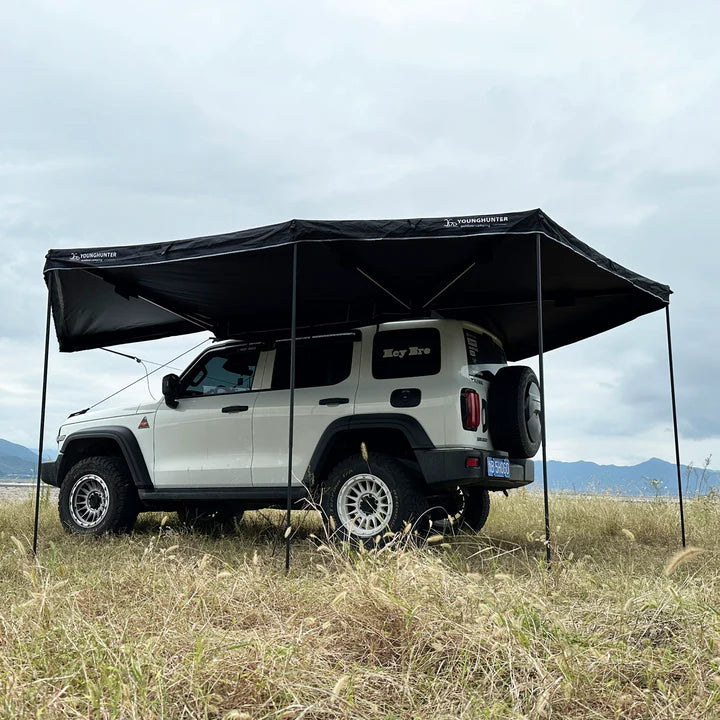 YOUNGHUNTER Glamping 360 Degree Free Standing Car Side Awning with LED Light